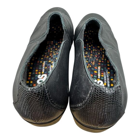 SAS Nora Black 10 M Lizard Print Embossed Leather Slip On Loafers - Picture 3 of 10